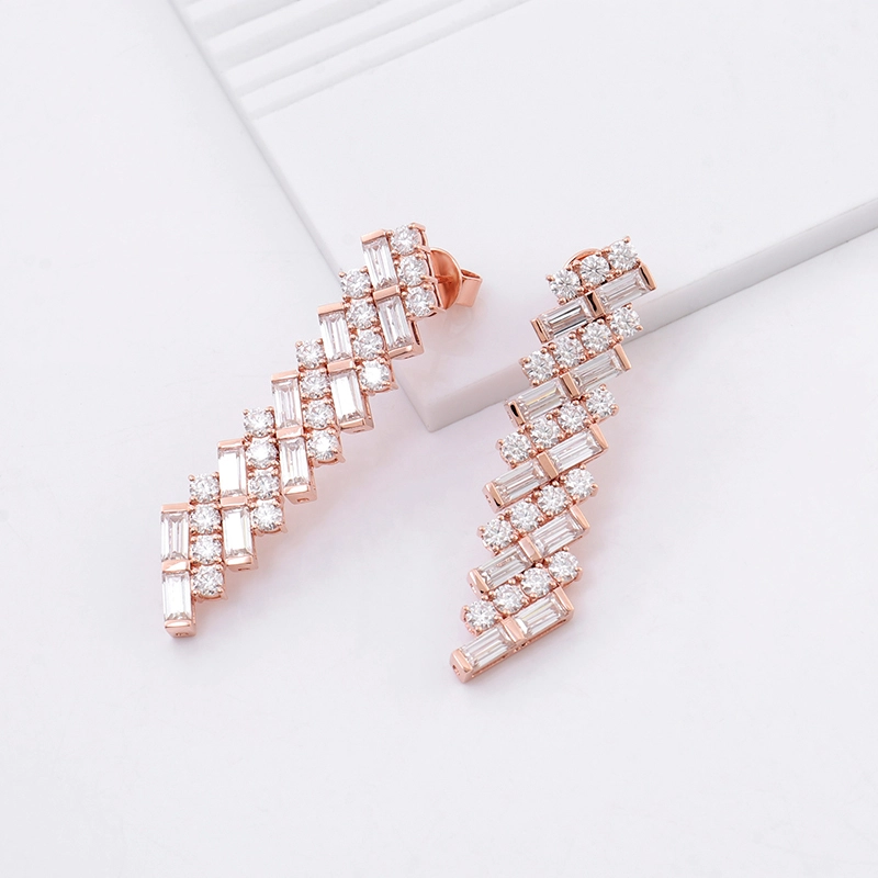 Fine Jewelry Gra Certified Earrings Wedding Engagement Gifts Party 18/14/10k Rose Gold Moissanite Diamond Earring For Women 1