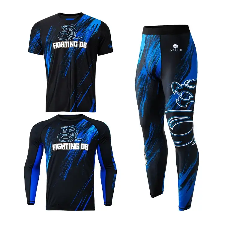 Saincheaptha Lógó Design Full Sublimation Mma Rash Guard No Gi Grappling Jiu Jitsu Bjj Rashguard Monaróir Rash Guard Set 1