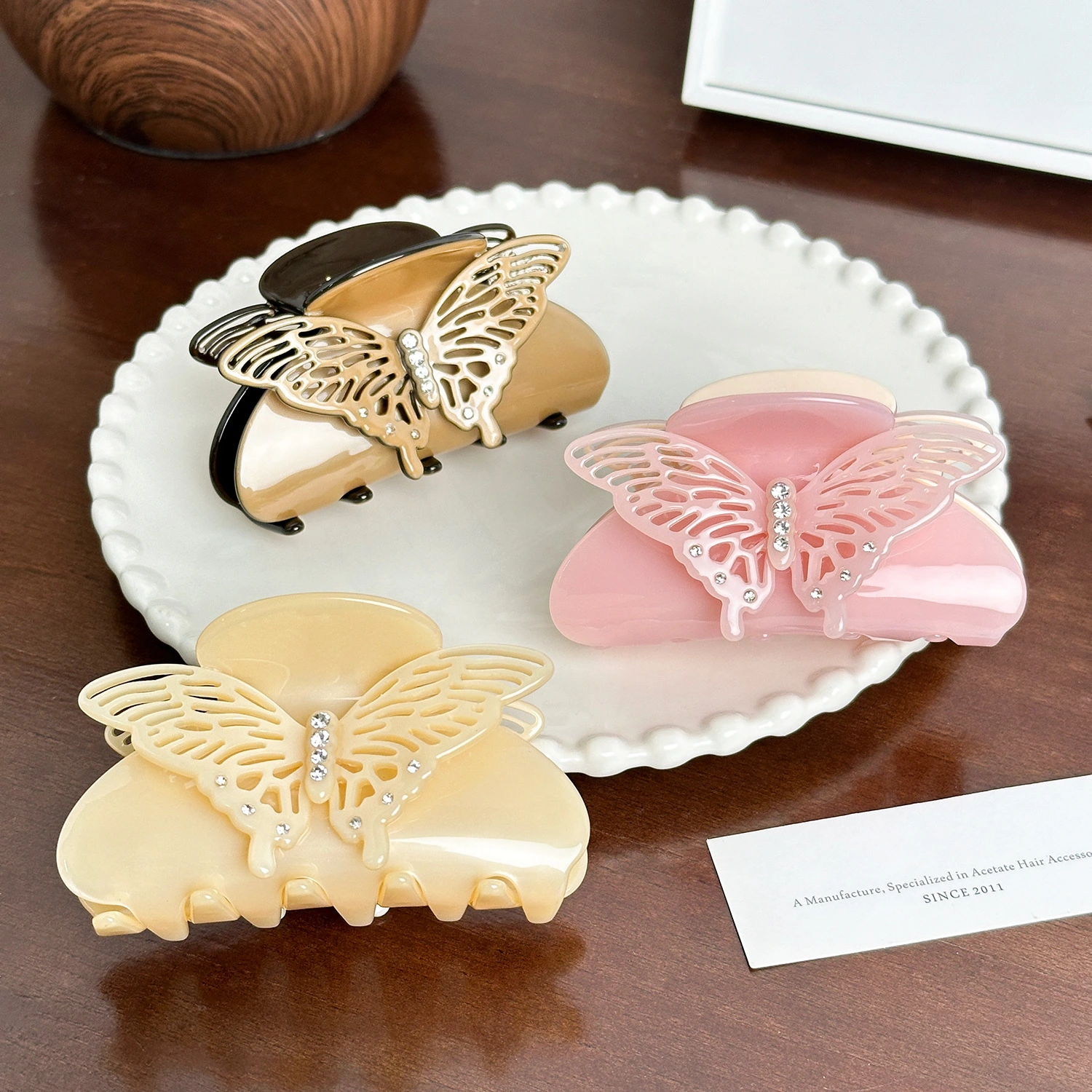 Dowell Girls Hair Clips Rhinestone Butterfly Acetate Hair Pin Stylish Hair Accessory For Kids 1