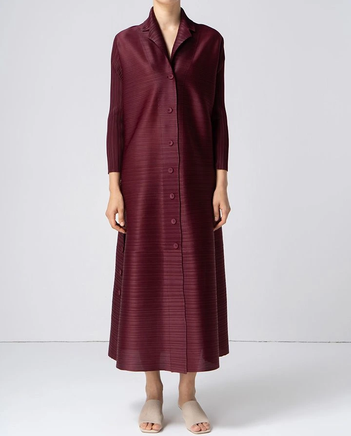 omd جودة عالية miyake مطوية مفتوحة abaya 2025 ألوان الصلبة على غرار الفساتين المتواضعة للنساء رداء طويل للسيدات للسيدات 1