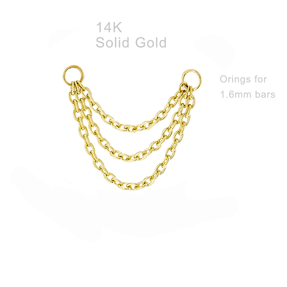 Eternal Metal 14k Solid Gold Polo Piercing Chain Body Jewelry 1