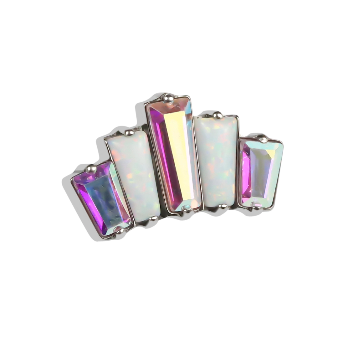 Eternal Metal Astm F136 Titanium Threaded Prong Set Baguette 5-cluster Top Body Piercing Jewelry 1