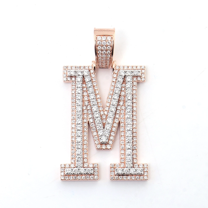 ICED Out Diamond Anhänger Buchstabe M Halskette Hüfthop -Anhänger ohne Kette für Männer 10k fester Gold Diamantschmuck 1