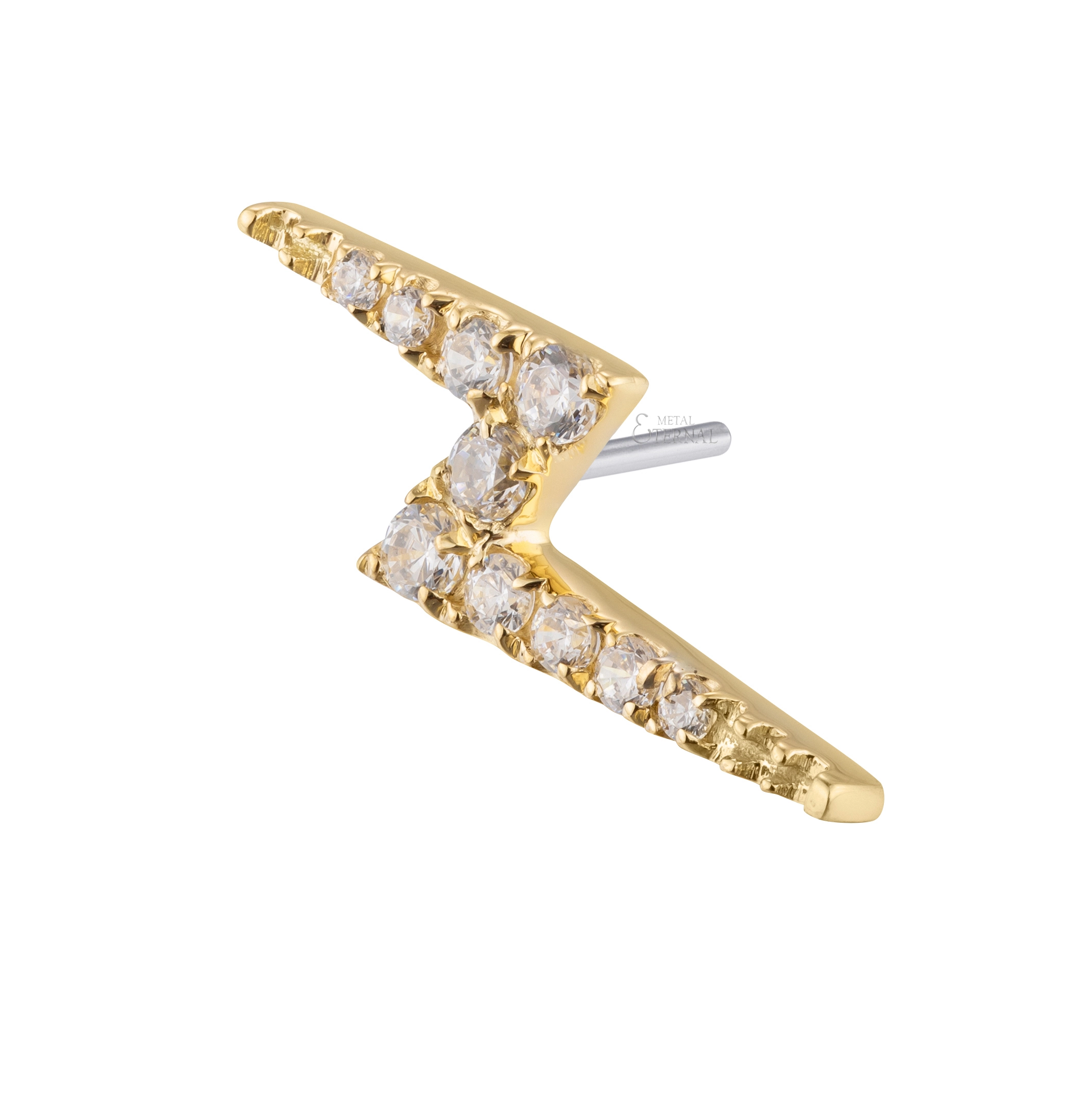 Eternal Metal 14k Solid Gold Lightning Threadless Top Piercing Jewelry 1
