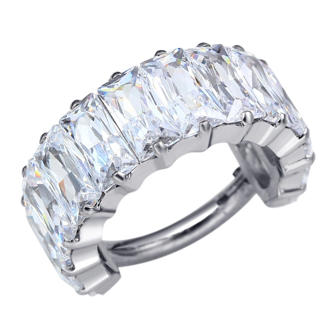 Eternal Metal Astm F136 Titanium Hinged Segment Clicker Ring With Cubic Zircon Piercing Jewelry 1
