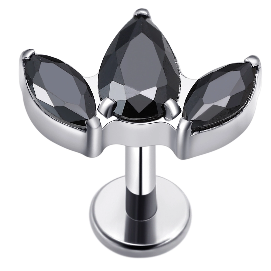 Eternal Metal Astm F136 Titanium Internally Threaded Top With Zircon Flat Lobe Labret Piercing Jewelry 1