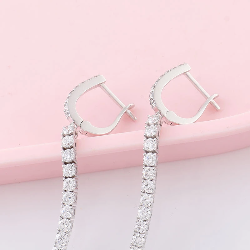 Boucles d'oreilles de cerceau en or massif blanc 14K 1