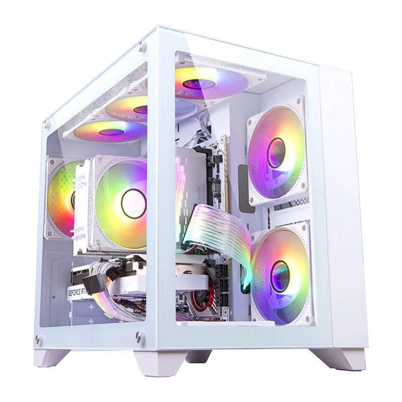 Diseño transparente de vidrio templado mini ATX MATX Case de escritorio de escritorio PC Chasis para jugador con ventilador RGB 1
