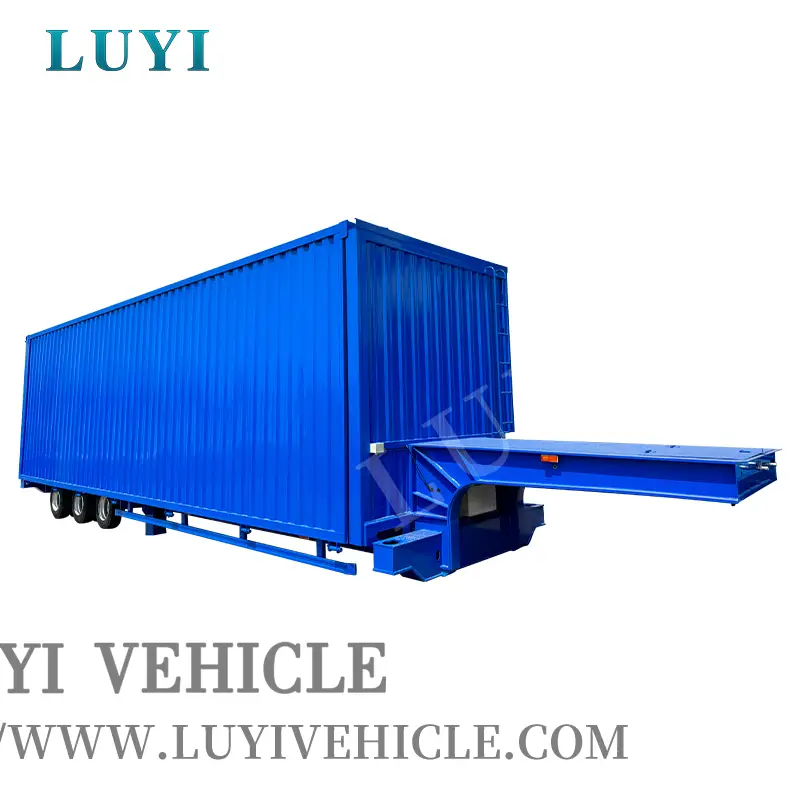 3 محاور 40T ، 50T ، 60T ، 100T LOWBOY BOX مقطورة كاملة 1