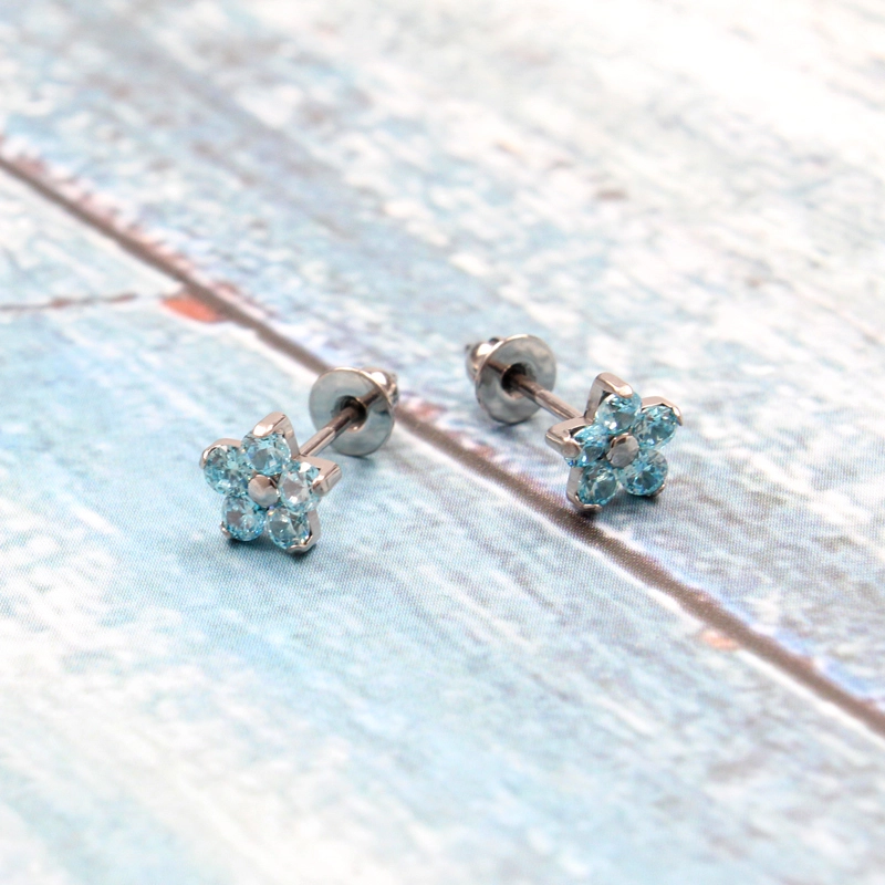 Eternal Astm F136 Titanium Prong Set Cz Flower Post Earring Stud 1