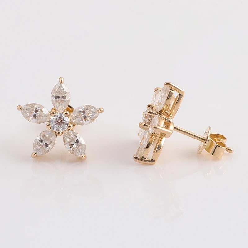 NOUVEAU STYLE ÉLÉGANT MARQUE D'OR jaune 18K et boucles d'oreilles Moisanite White White pour femme 2022 1