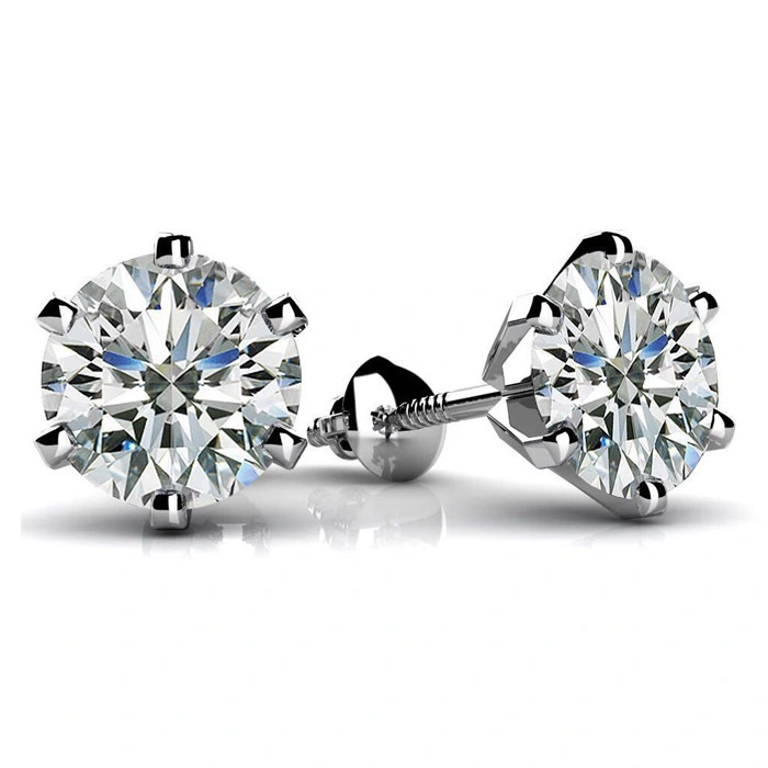 2021 Fashion 2Carat 8 mm Def Moissanite Stone Beautiful conçu Back 14k 18K White Gol Stud Weddearrings for Girls 1
