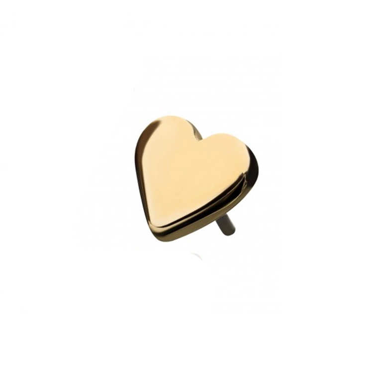 Eternal Metal 14kt Gold Threadless Heart Top Piercing Jewelry 1