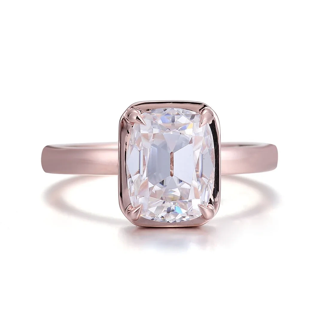 14k White Gold 3 Carat Solitaire Elongated Cushion Cut Igi Lab Grown Diamond Custom Ring Jewelry Women Wedding Engagement Rings 1