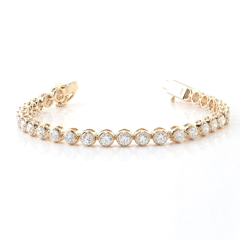 Fashion Iced Out 10k Yellow Gold 3mm Def Vs  Hpht Lab Grown Diamond Tennis Bracelet For Men Woman Bracelet 1