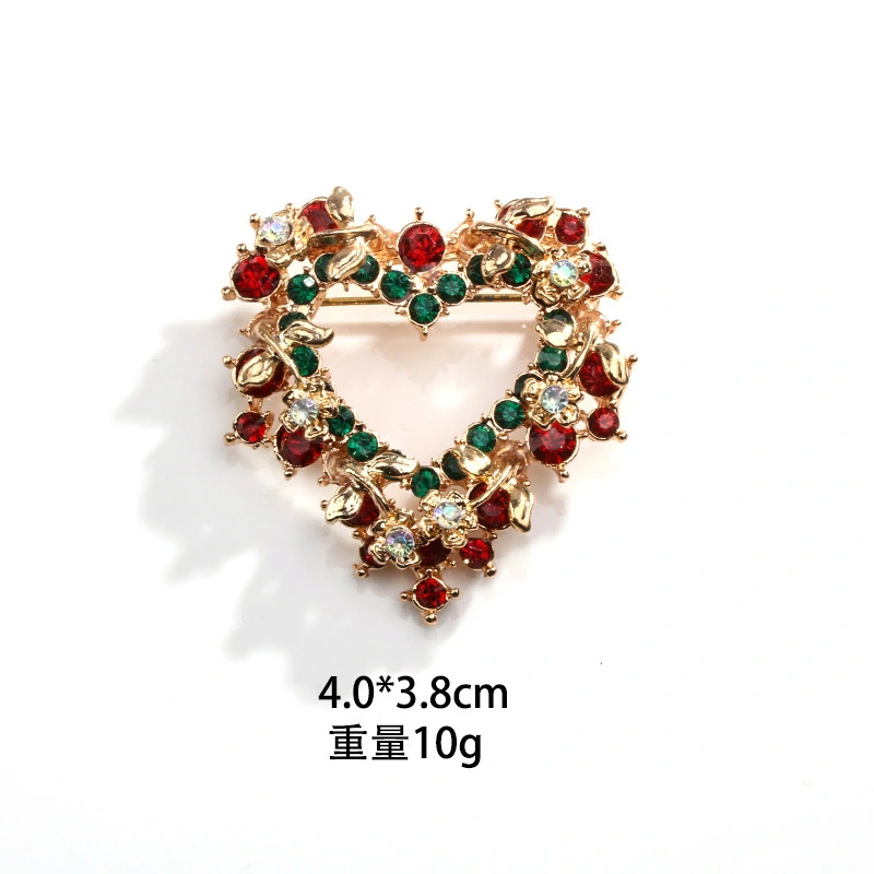 Hot Sale Heart Shape Brooches Pins Red Rhinestone Christmas Brooch Pins For Wedding Centerpieces/christmas Decor 1
