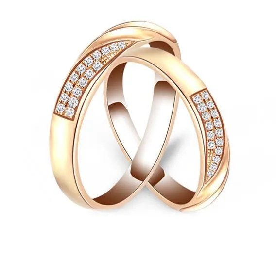 Nouveau produit 2019 Bandon de bague de mariage en or solide 14K pour couple avec Moissanite pavé sur le côté 1