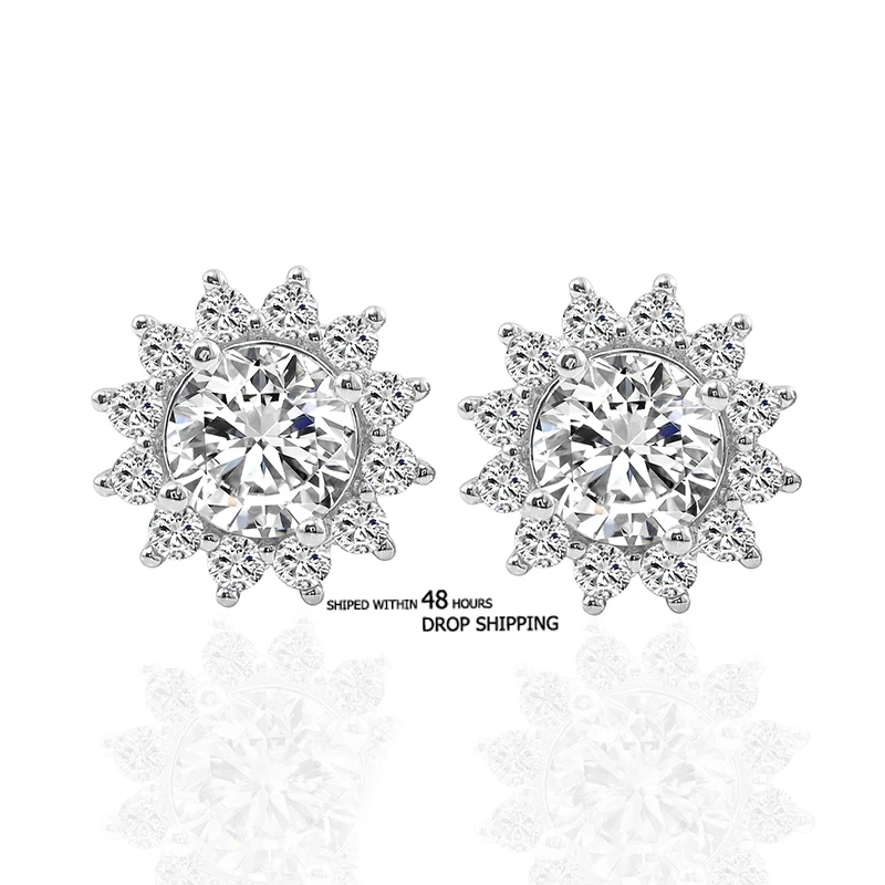 Can Be Shipped Within 48 Hours 5mm Round Moissanite Stud Custom Stainless Steel Earrings Set For Women 2021 1