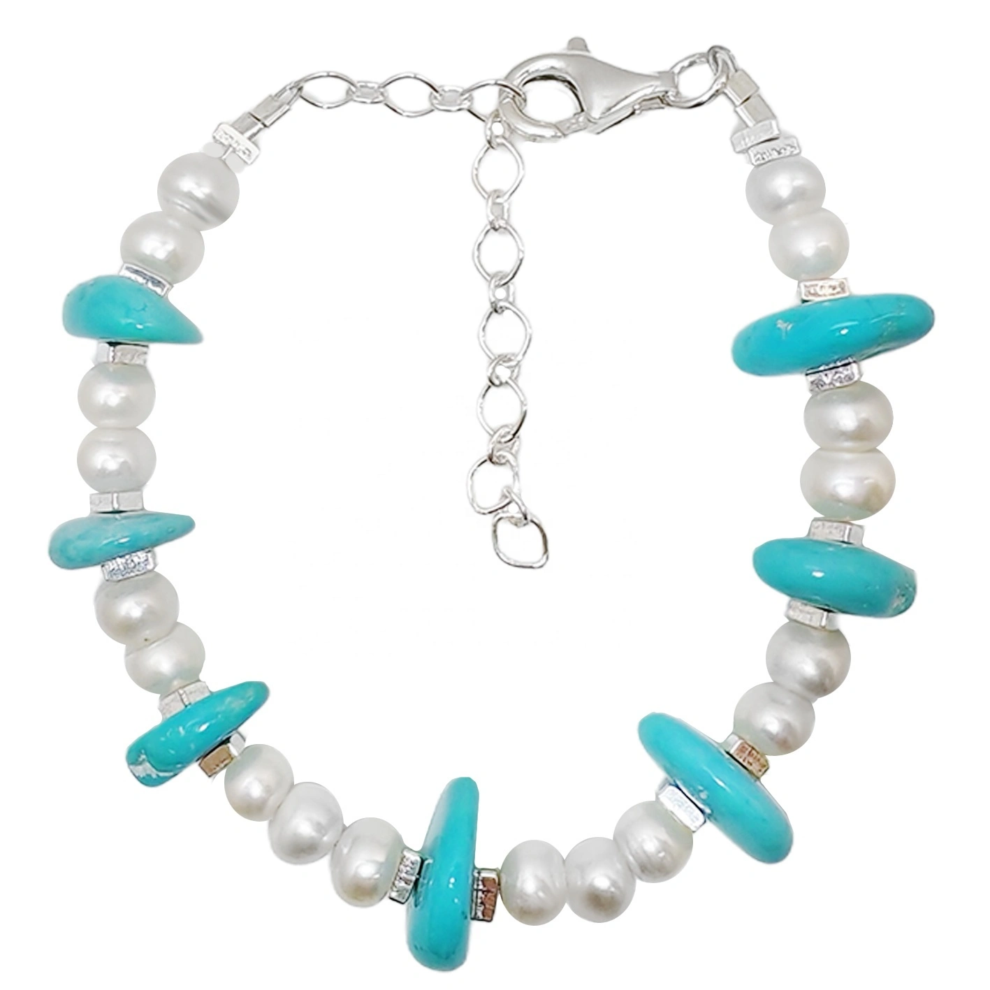 Natural Turquoise Bracelet Pearl With S925 Silver Fine Bracelet Jewelry Designer Custom For Jewelry Making 1