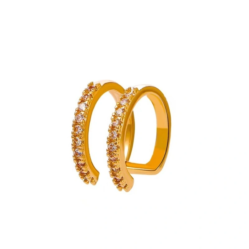 Wholesale New Fashionable Double-layer Ear Bone Clip Women's Copper Inlaid Zircon Earrings 1