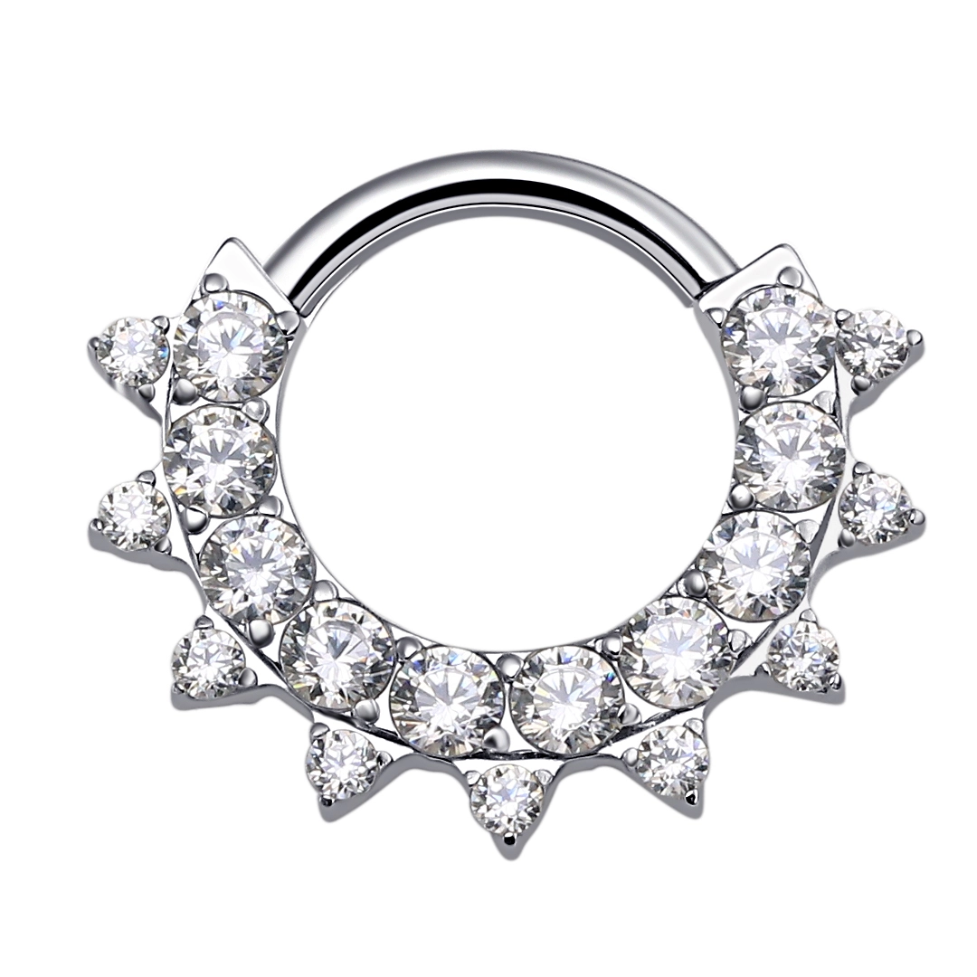 Eternal Metal 18g Astm F136 Titanium Cz Pave Hinged Segment Hoop Rings Body Jewelry Nose Ring 1