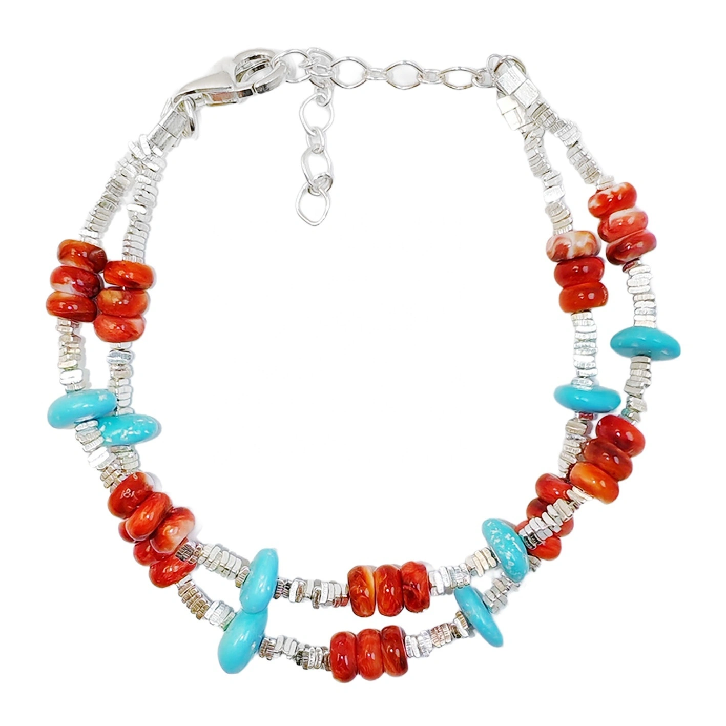 Super Beautiful Turquoise Orange Spiny Oyster Beautiful Anniversary Gift Natural Turquoise S925 Silver Set High Jewellery 1