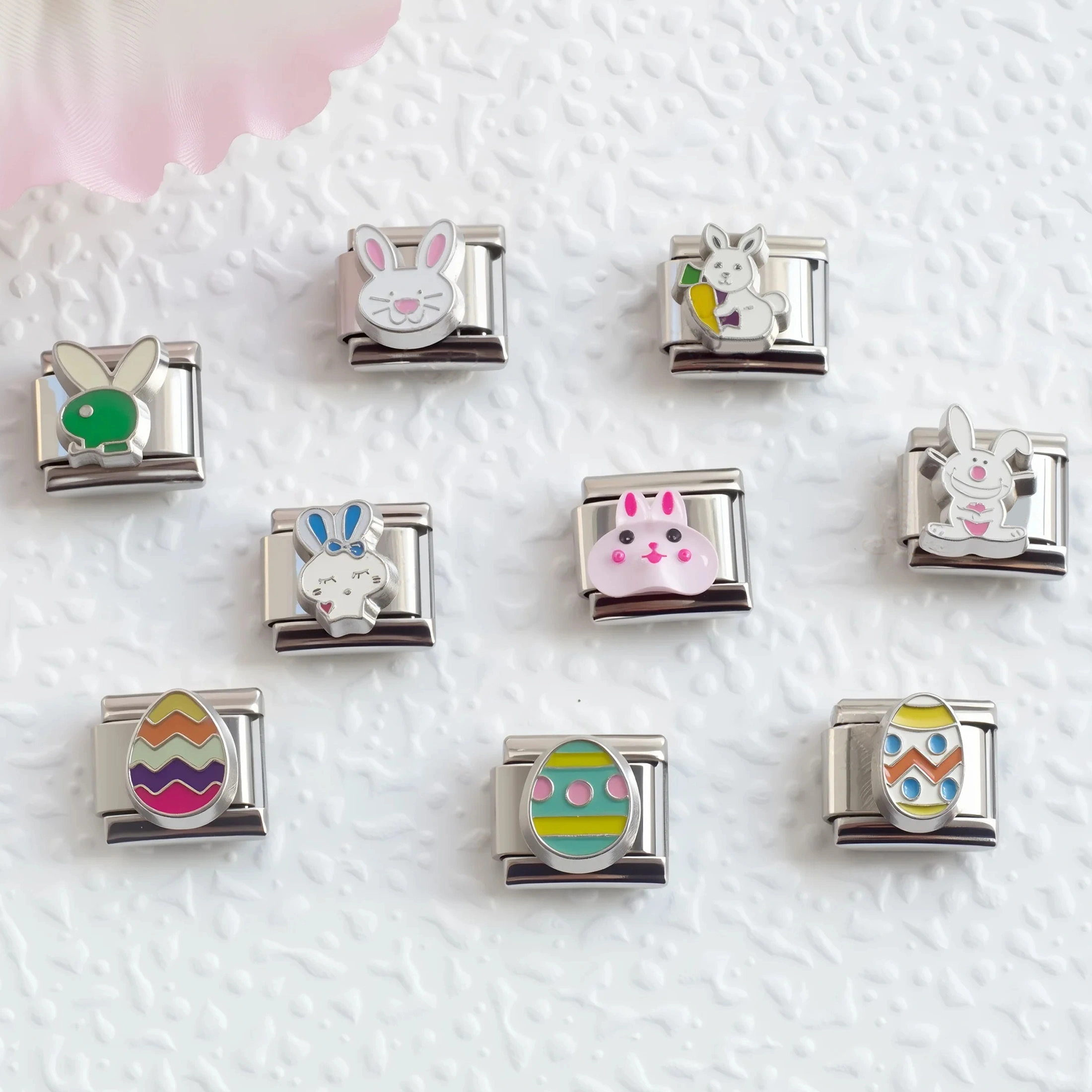 2025 Fashion Cute Cartoon Diy 304 Stainless Steel Italian Charm Easter Day Easter Egg Rabbit Bracelet 9mm * 10mm Module 1