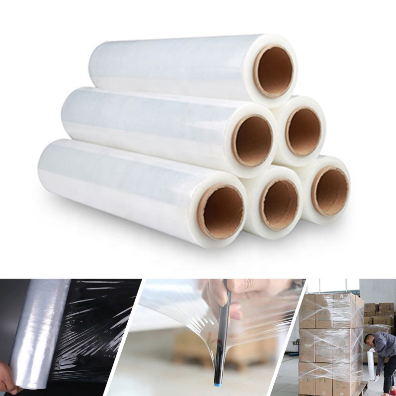 Film di elasticizzazione a mano di alta qualità in plastica Poly lldpe Shrink Wrap Film di imballaggio 4