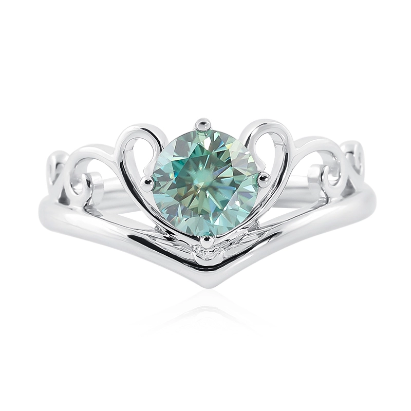 نساء مخصصة 14K خاتم الحب الذهبي الحقيقي مع 2CT الأخضر ماسانيت الماس لحفل الزفاف 1