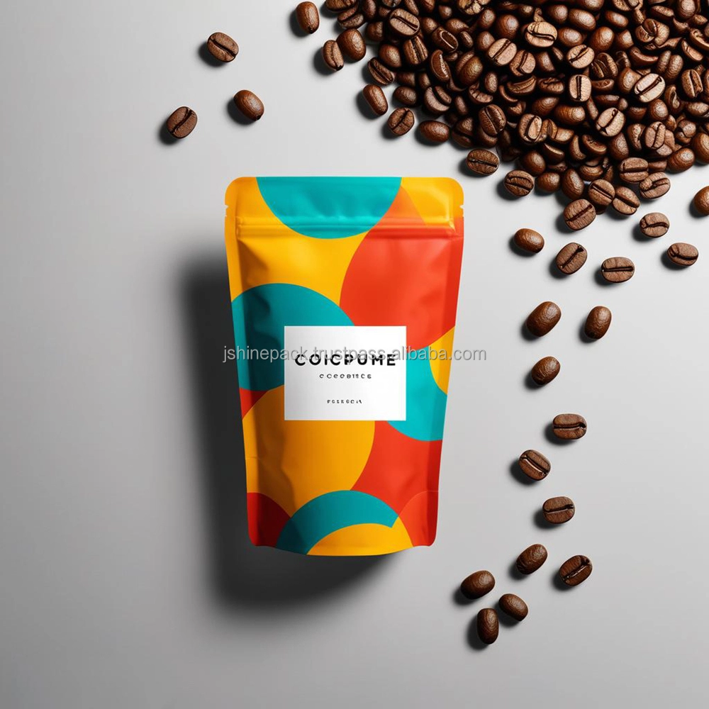 Anpassbare Kaffeebeutel aus Aluminiumfolie mit flachem Boden und Reißverschluss &lt;000000&gt; Logo 1