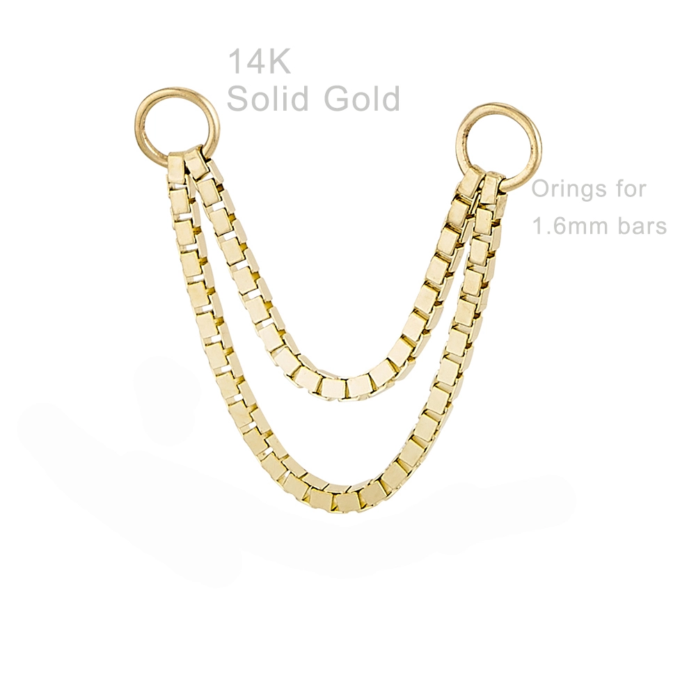 Eternal Metal 14k Solid Gold Box Piercing Chain Body Jewelry 1