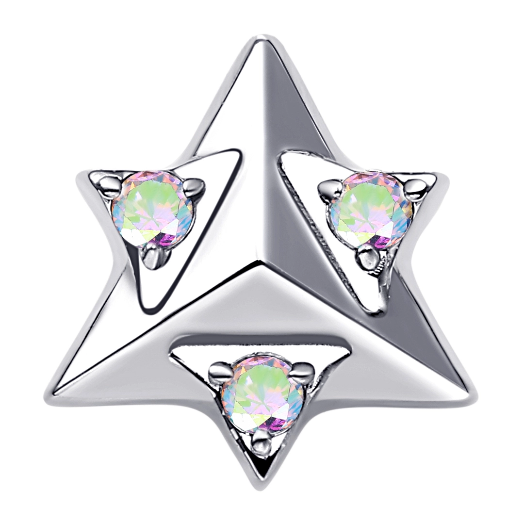 Eternal Metal Astm F136 Titanium Triangle Shape Internally Threaded Top With Zircon Flat Helix Lobe Labret Piercing Jewelry 1