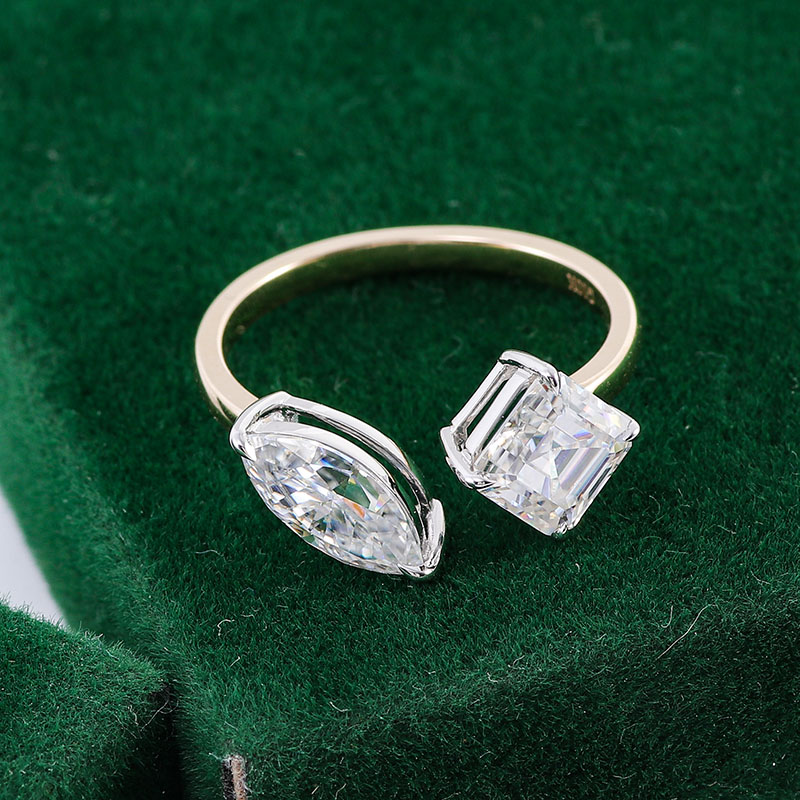 10 Karat Gelbgold Mode Großhandel Custom Moissanite Luxus Asscher <000000> Marquise Cut Verlobungsring für Dame Frauen Ringe 13