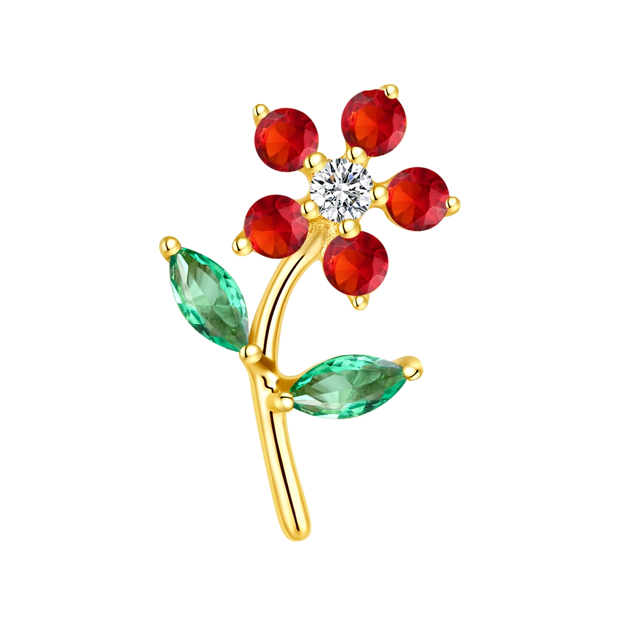 Eternal Metal Romantic Zircon 14k Solid Gold Flower Threadless Ear Nose Jewelry Stylish Wedding Piercing Gift For Engagement 1
