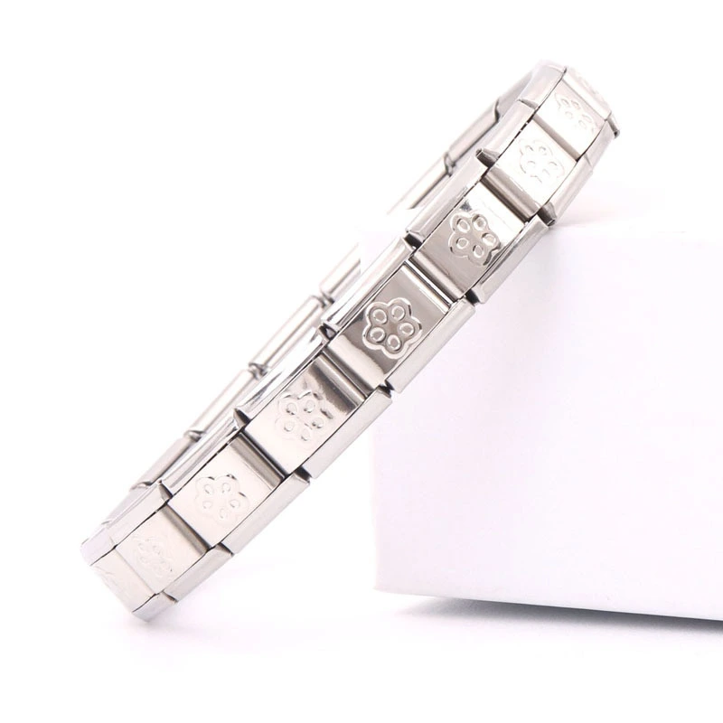 Stainless Steel Titanium Steel Jewelry Retro French Flower Heart Butterfly Italian Charms Elastic Bracelet For Women 1