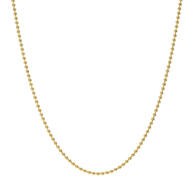 Solid 14k Yellow Gold Find Necklace&pendant 2mm Diamond Cut Moon Cut Ball Bead Chain Necklace 1