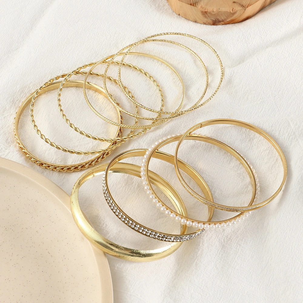 Fashion Geometry Bohemian Vintage Gold Plated Bracelet Set Jewelry For Women 1