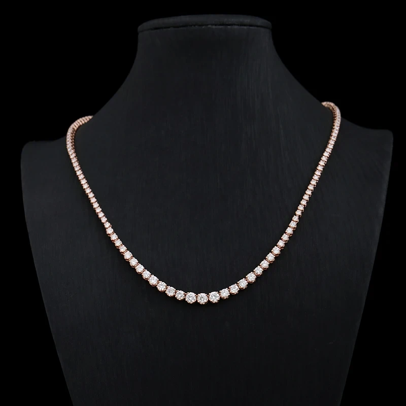 Def-vvs Lab Diamond Tennis Chain Necklace With Double Buckles 7.7ctw Round Brilliant Cut Real Diamond Women Tennis Necklace 1