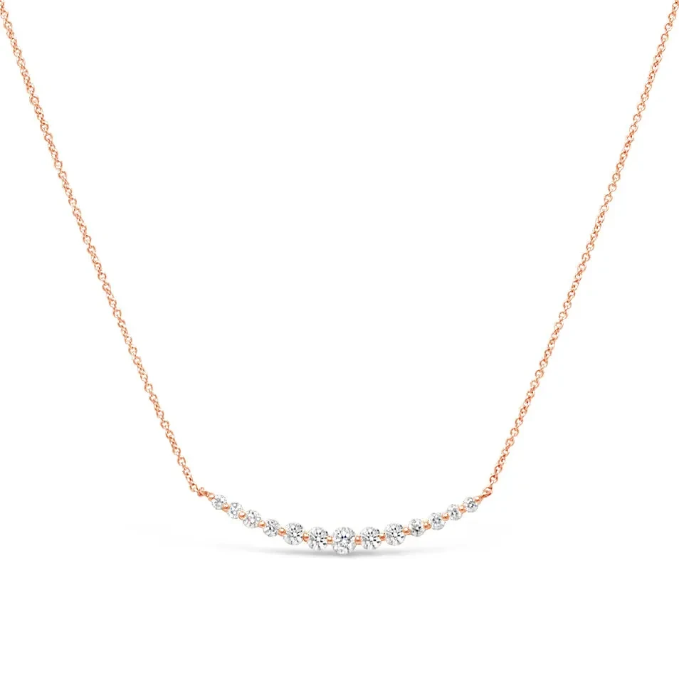 Real Diamond Wedding Jewelry Solid Gold 14karat Floating Graduated Lab Grown Diamond Necklace For Mon In 18inch 1