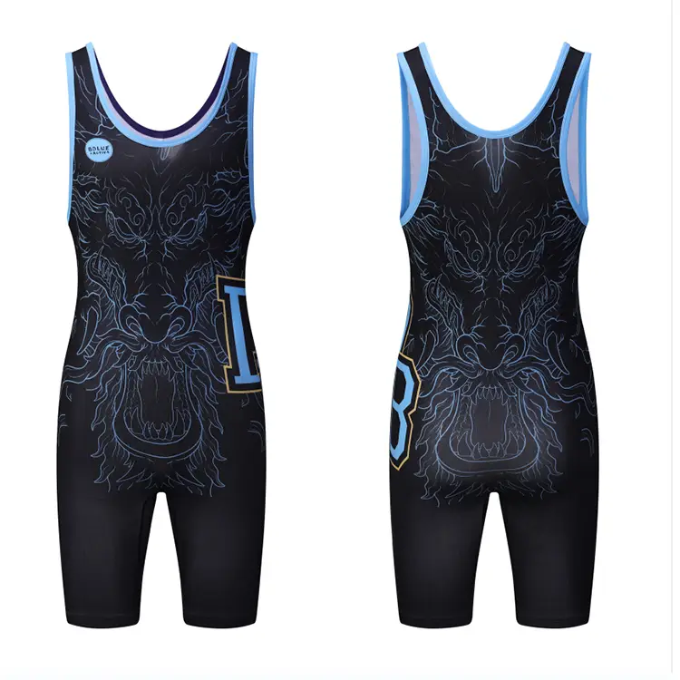 Hot Sale Custom Logo Polyester Wrestling Singlets Sports Gym Club Clothes Gym Training Powerlifting Suit Wrestling Singlet Kids 1