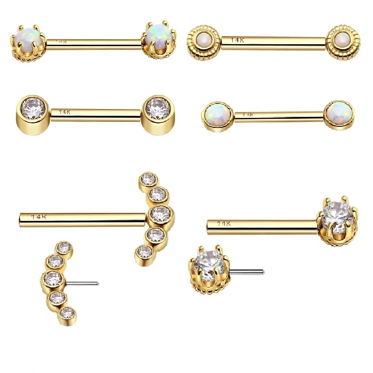 14k Solid Real Gold Threadless Nipple Jewelry Piercing 14kt Gold Nipple 1