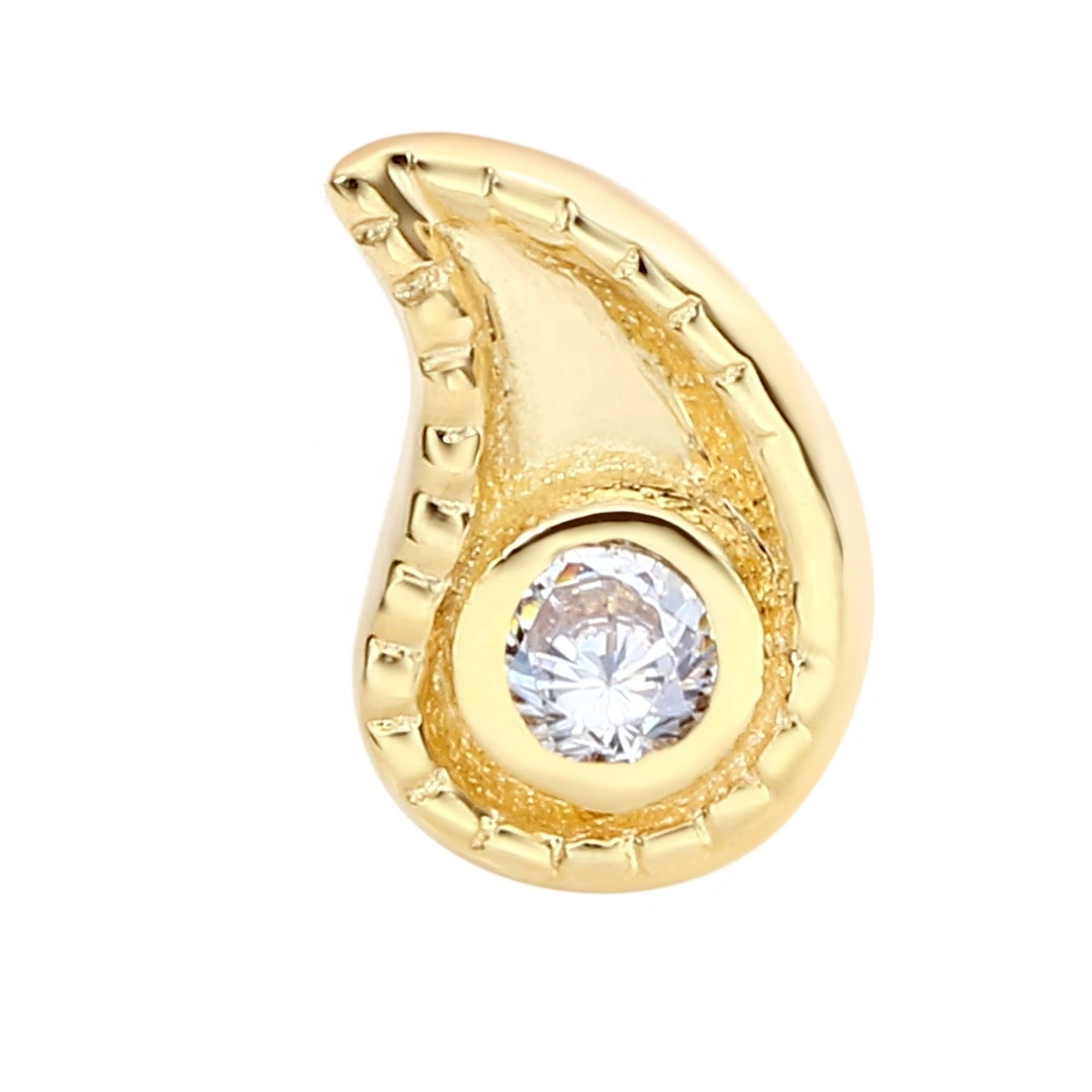Eternal Metal 14k Solid Gold Comma Shaped 14k Gold Threadless 1