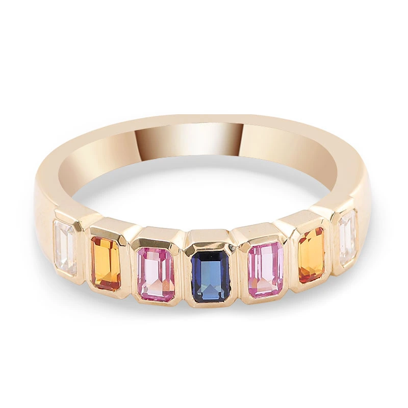 Damas lindos anillos coloridos 10k Joyas de oro amarillo Regalos de diamantes Moissanite para novia Anillos de boda 1