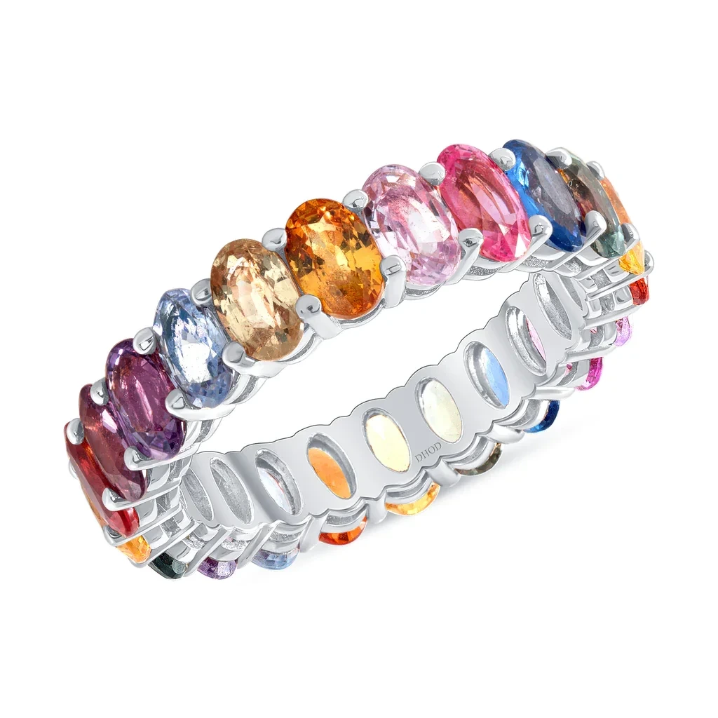 4 * 6 mm Band d'éternité de mariage ovale en 10k yg rg wg colored labe gemstone women sapphire eternity ring 1