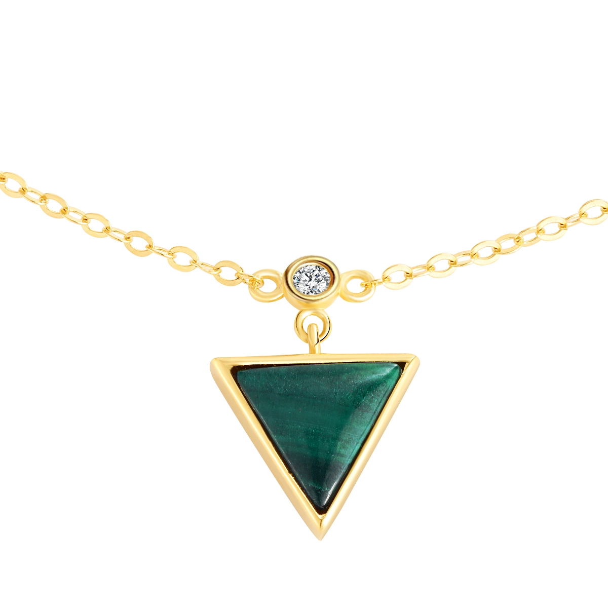 Eternal Metal Luxury 18k Solid Gold Triangle Malachite Necklace High Quality Fine Jewelry Fashion Pendant Style 1