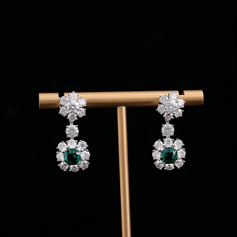 Dropshipping Custom Earrings Lab Grown Gemstone Zambia Color 1ct Earrings Cushion Cut Diamond Earrings For Women Men 1