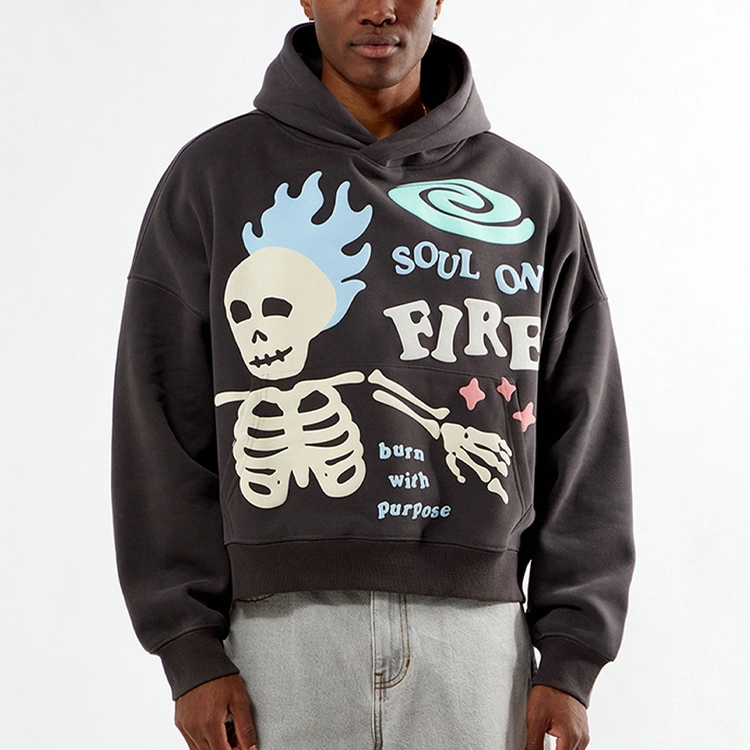 2025 Custom 3d Puff Foam Printing Cartoon Anime Hoodies 100% Cotton French Terry Heavy Hoodies Unisex Puff Print Hoodie 1