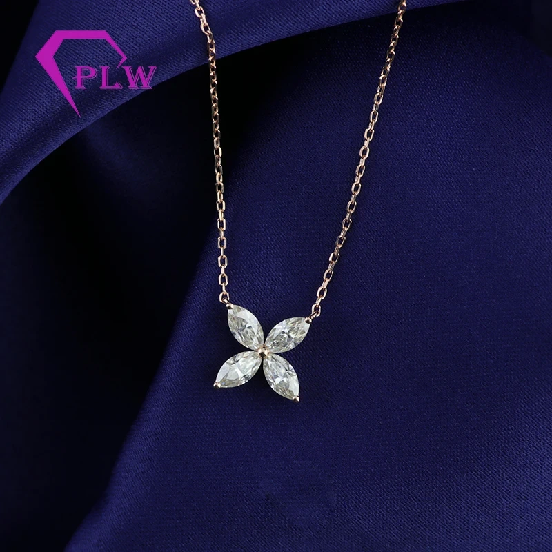 Collier de bijoux en or 4pongs 2 * 4 mm Moissanite Diamond 18K Rose Bijoux de bijoux 1