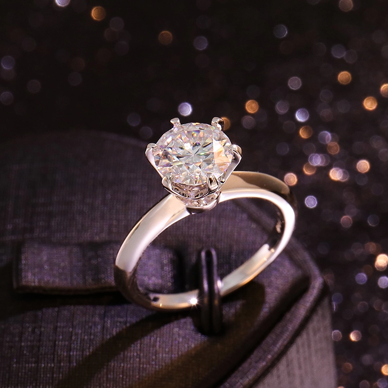 Ordonnages en vrac en gros 2 carats def 8 mm Moisanite Engagement Anneau de fiançailles en argent sterling S925 Ordre en vrac de sacs en gros par boîte 1