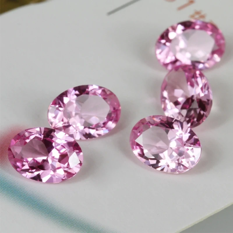 3a 5a Quality Loose Gemstone Handmade Oval Cut Ruby Stone Synthetic Corundum #2 Light Pink Color Loose Ruby Stone 1